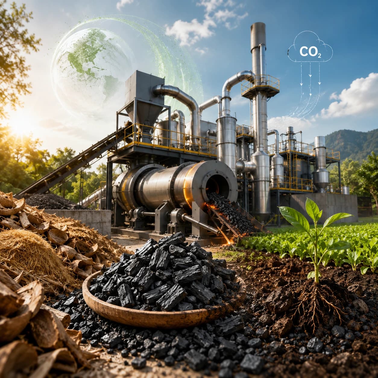 Industrial gasifier power plant piping