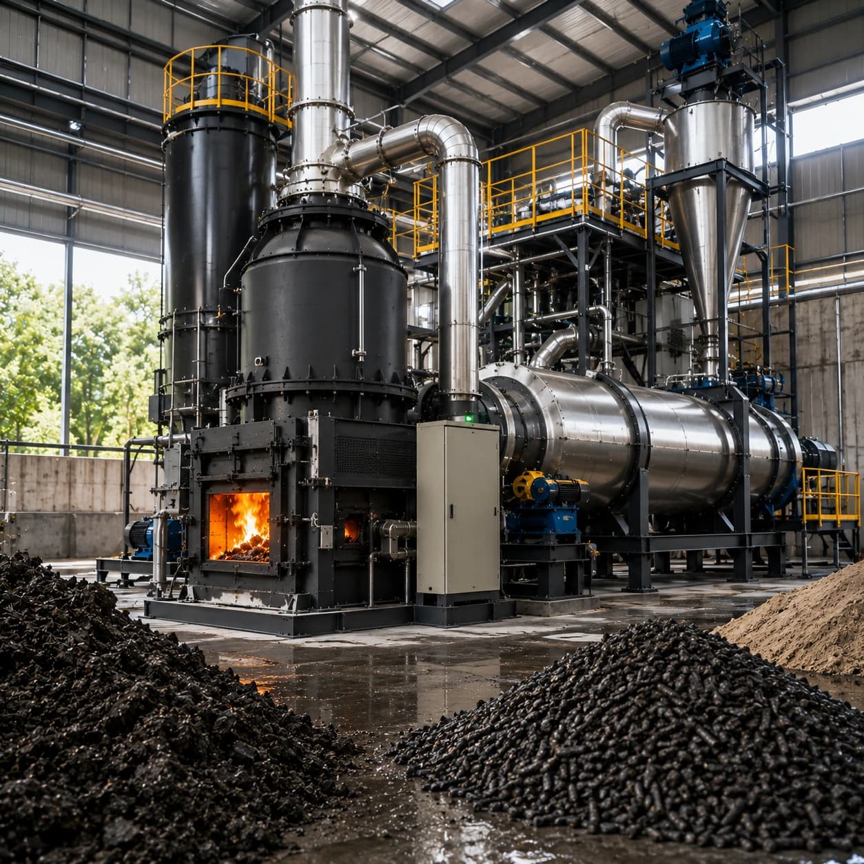 Industrial gasifier power plant piping
