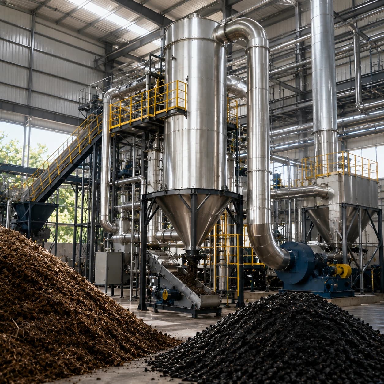 Industrial gasifier power plant piping