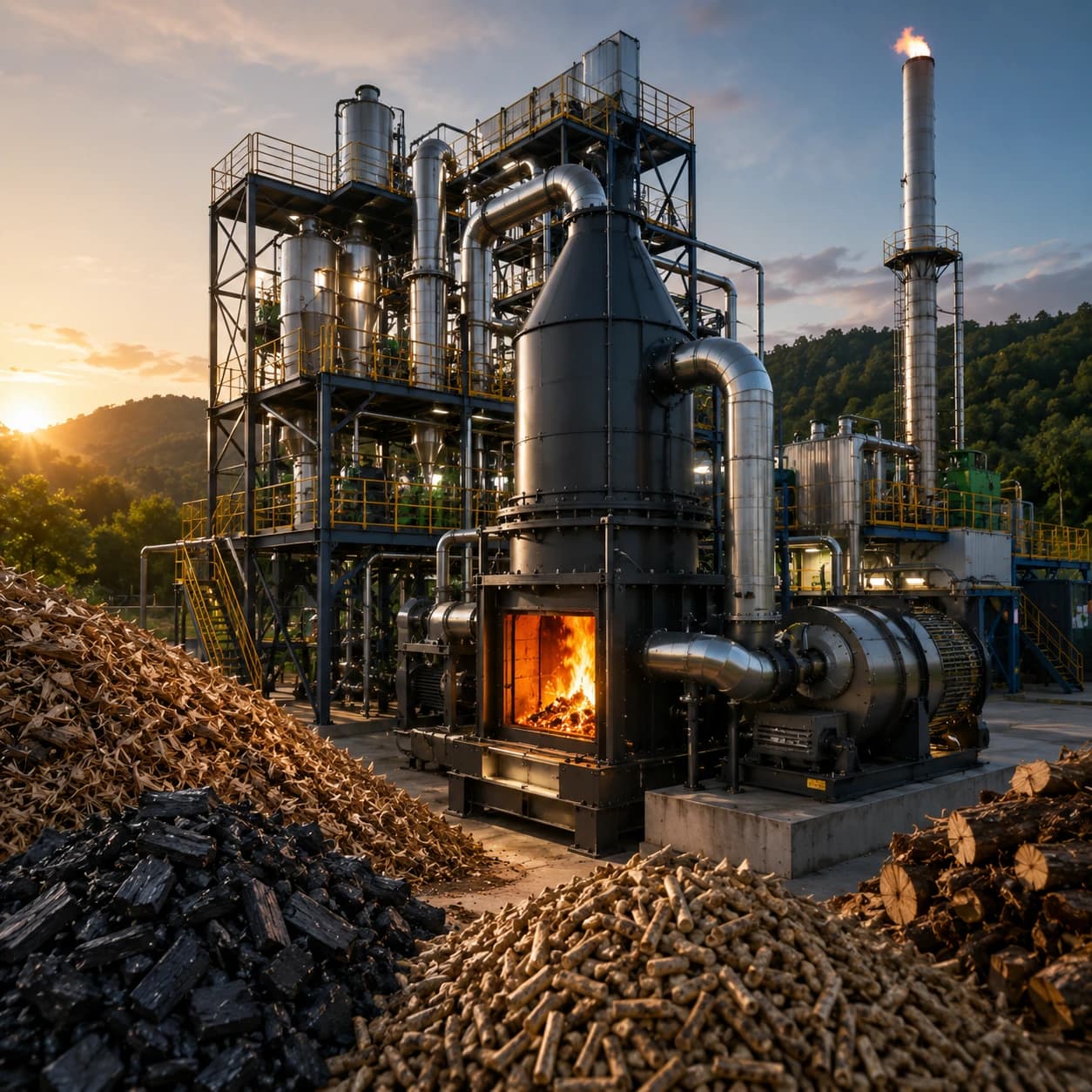 Industrial gasifier power plant piping